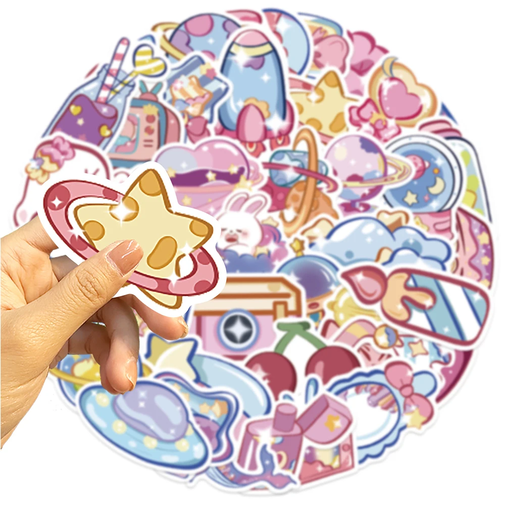 10/30/50pcs Kawaii Glitter Galactic Phenom Stickers Leuke Cartoon Esthetische Decals Waterfles Telefoon Bagage Sticker decoratie