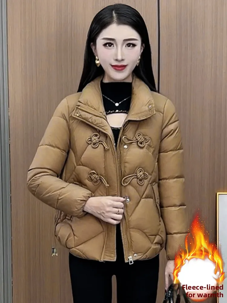 중국 슬레 버튼업 티엔드 코튼 재킷 여성용 패딩 코트 겨울 패션 아우터웨어 엄마 겨울 코트