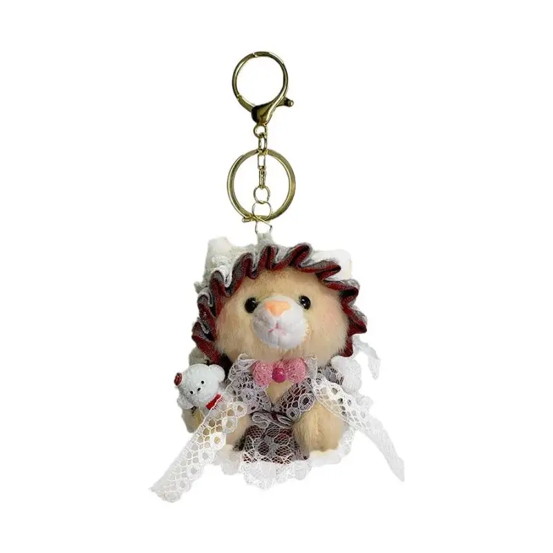 Chaveiro de Pelúcia de Urso Pequeno Estilo Ocidental de Desenho Animado, Pingente de Boneco de Animal Kawaii, Acessórios de Decoração para Mochila, Presentes