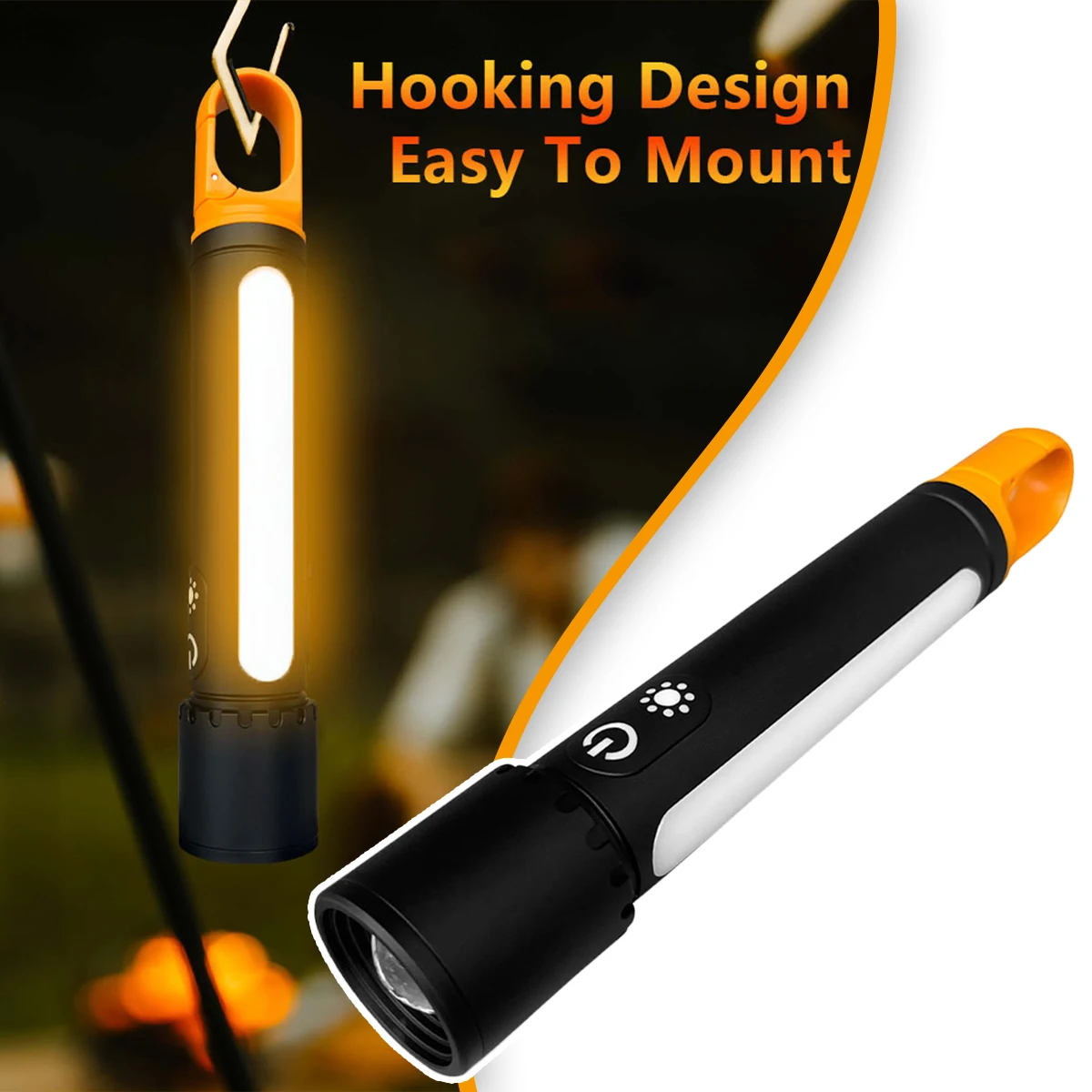 

Led Outdoor Camping Light Type-C Rechargeable Hanging Side Light Lighting Multi-Function Telescopic Zoom Flashlight