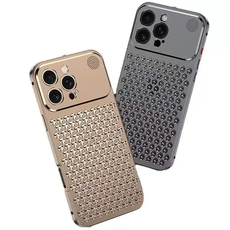 Luxuriöses Aluminiumlegierungs-Wärmeableitungs-Metallgehäuse für iPhone 17 16 15 14 13 Pro Max mit atmungsaktivem Netz und Duft-Aromatherapie-Abdeckung