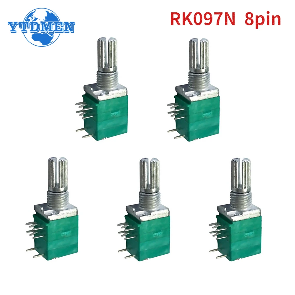 

5PCS 10k Potentiometer RK097N B5K 20K 50K 100K Audio Amplifier Sealed Linear Volume Potentiometers Resistor 15mm Shaft 8Pin