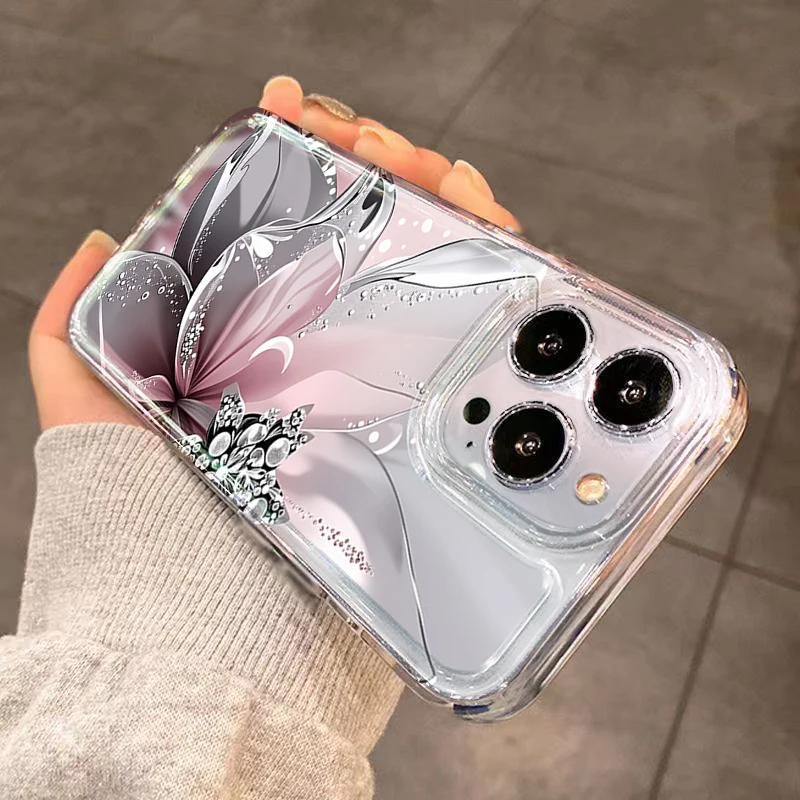 Blumenmuster Bemalte Transparente Kreative Handyhülle für Xiaomi 17 Pro Max 15 14 13 12 Pro 15 14 ULTRA 15 14 13 T Stoßfeste Hülle – Detail 5