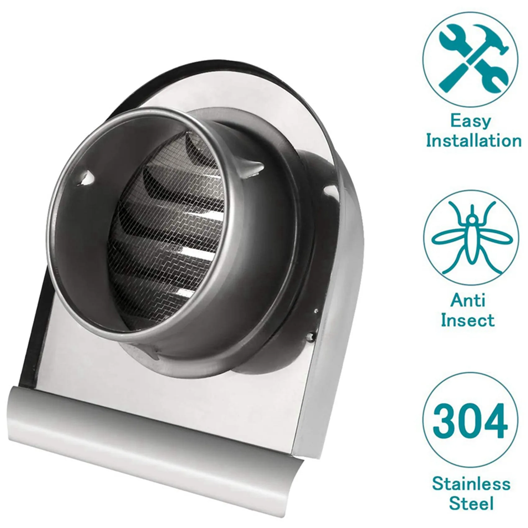 3Pcs 4Inch 100Mm Waterproof Stainless Steel Vent Vent Hood Anti-Corrosion Exhaust Extractor For Wall Air Outlet Cover,D-B61B