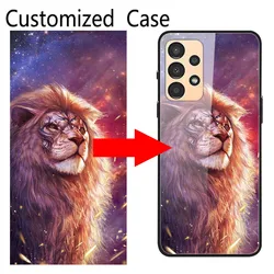 DIY Personalized Glass Phone Case For Samsung Galaxy A23 A22 A13 M23 S21 S22 Ultra Plus 4G 5G A03 Core A52S Cover Customized