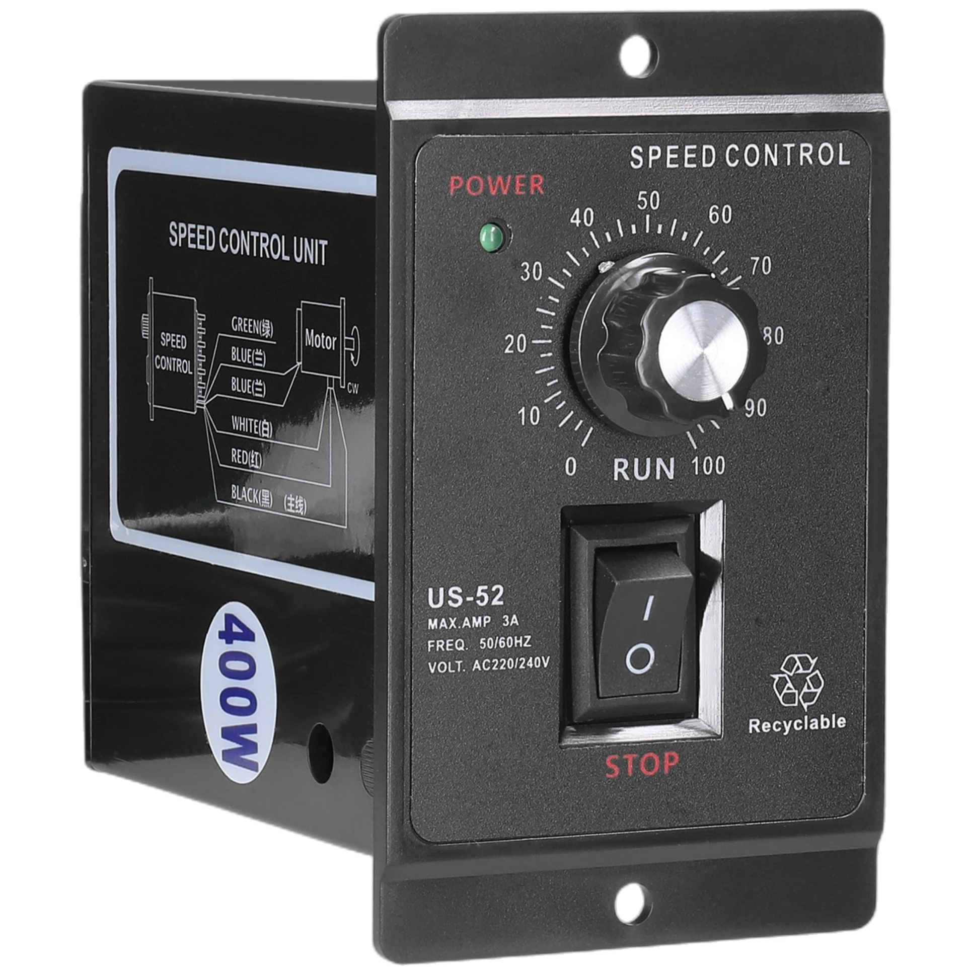 US-52 220V 400W ac speed controller ac regulator motor control forword backword with filter capacitor