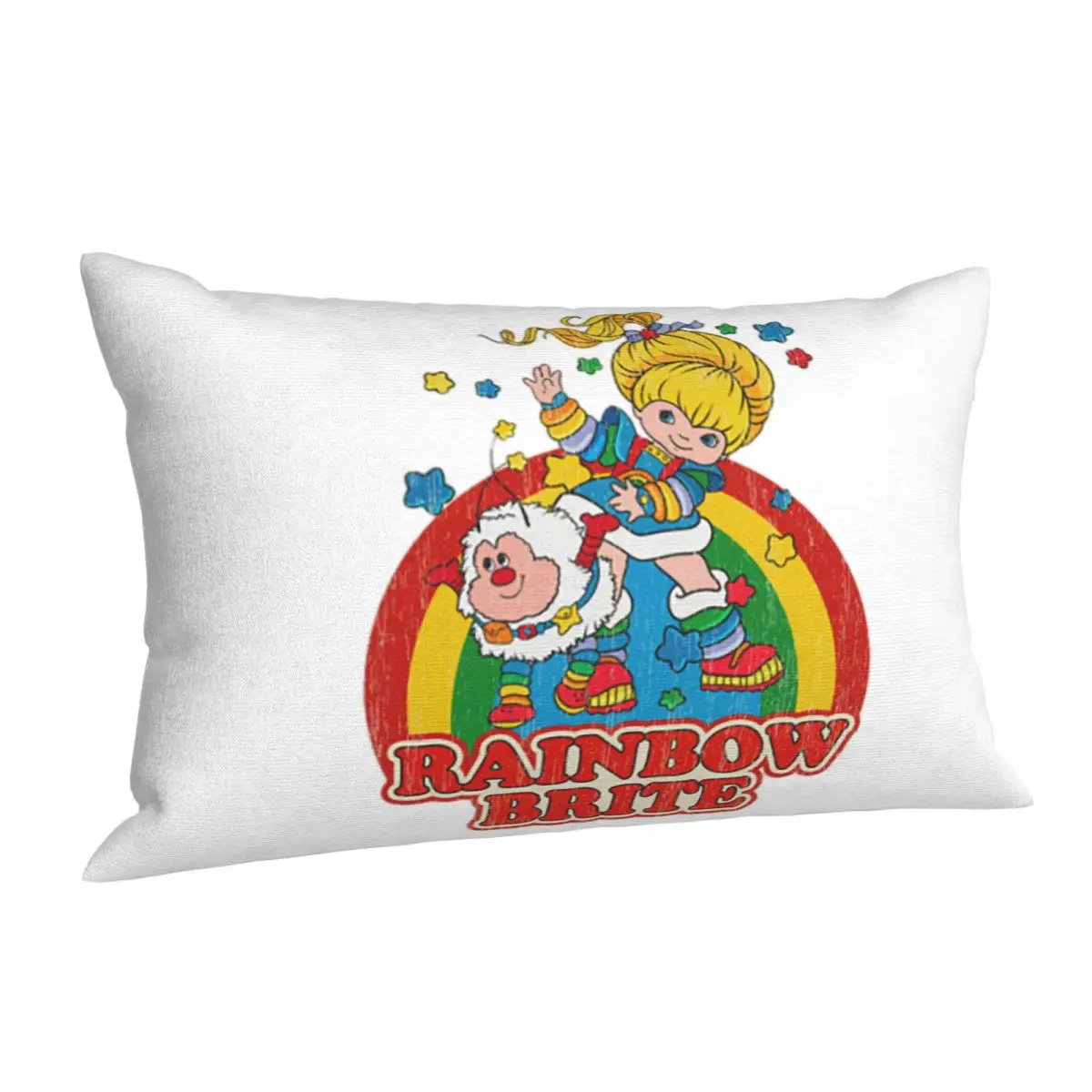 Funda de almohada rectangular de diseño colorido Vintage Rainbow Brite, funda de cojín decorativa para dormitorio, cama, almohada cómoda para el hogar