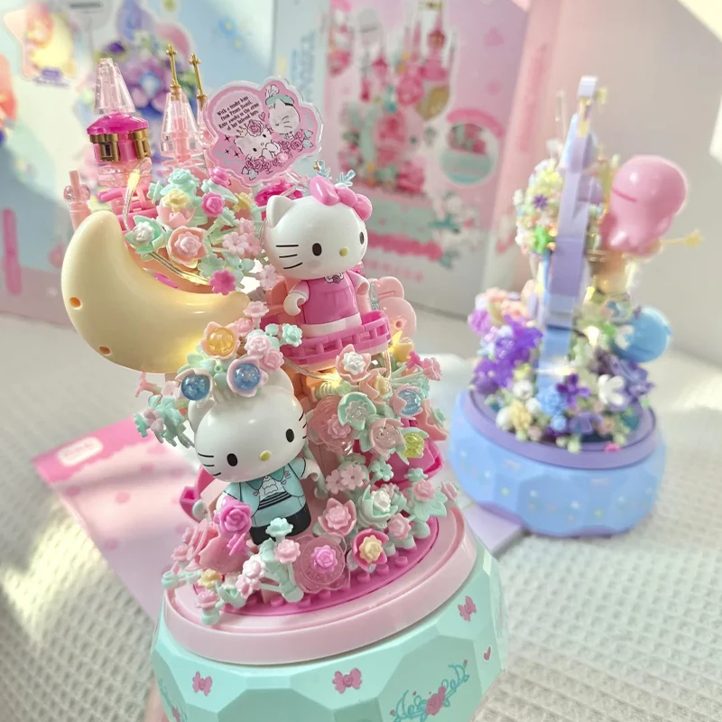 Sanrio Hello Kitty Little Twin Star ประกอบด้วยตัวเองกล่องดนตรีคริสต์มาส Little Night Light ปัจจุบันเดสก์ท็อปตกแต่งของขวัญ