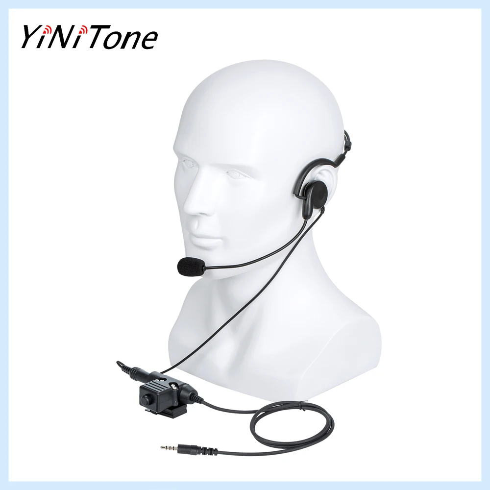 Ham Radio 7.1mm bone conduction Headset Microphone with 3.5mm U94 PTT for iPhone Samsung HTC Cellphone