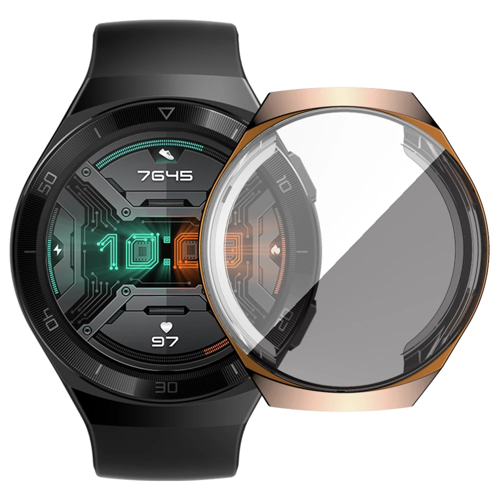 

Plating Full Screen Watch Case Protective Cover Delicate Watch Shell Compatible for Huawei Watch (Rose Gold)