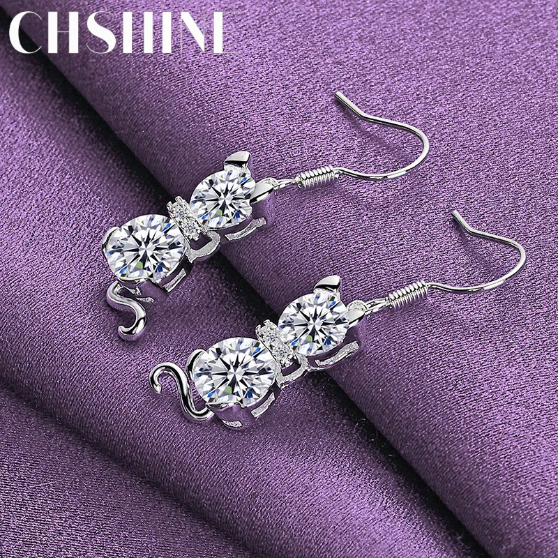 

CHSHINE 925 Sterling Silver Shiny Zircon Earrings For Women Fashion Charm Jewelry