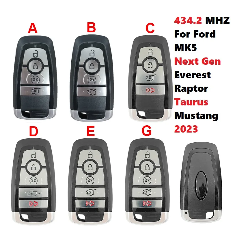 CN018098 434.2 MHZ Aftermarket Smart Key per Ford Next Gen Everest Raptor MK5 Taurus Mustang 2023 HITAG PRO 49 Chip Keyless Go