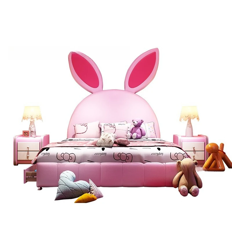 

Children's Bed Rabbit Ear Bed with Drawer Pink Girl Girl Cartoon Bed