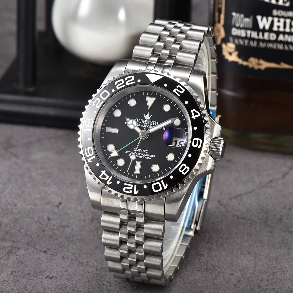 Customized 40mm Luxury NH34 Movement Men\'s Mechanical Automatic Watch Waterproof GMT Watch Sapphire Glass Watch Hombre Watchman