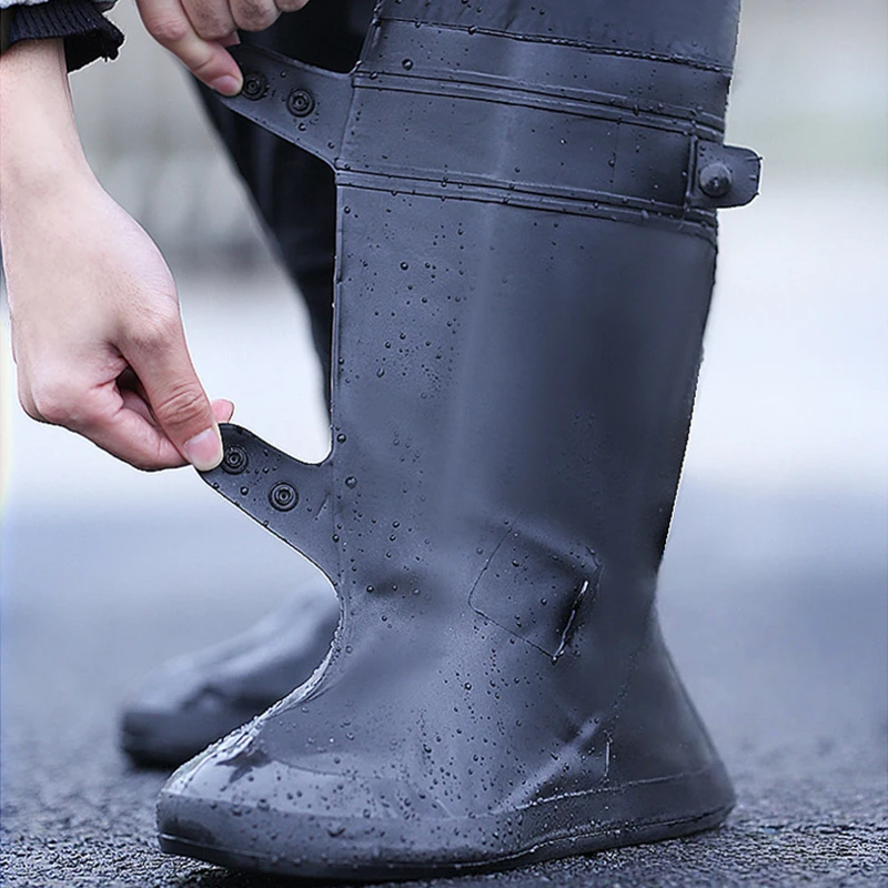 1-paire-de-couvre-chaussures-de-pluie-reutilisables-antiderapant-epais-resistant-a-l'usure-couvre-bottes-de-pluie-au-dessus-du-genou-protecteurs-de-chaussures-unisexes