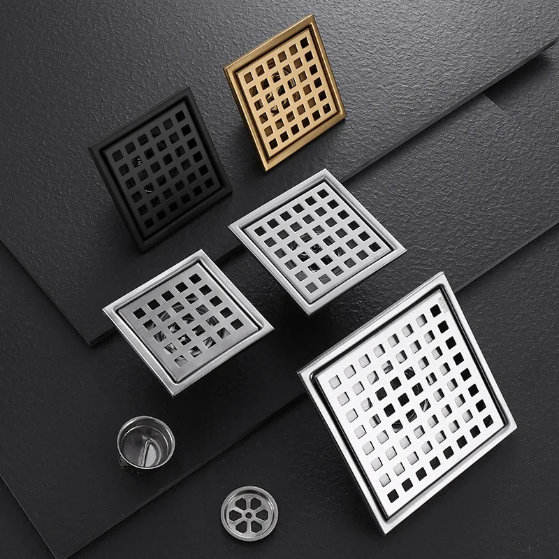 Stainless steel Floor Drains Tile Invisible Embedded Grid Shower Deodorant Floor Drain Kitchen Bathroom Hardware Fittings