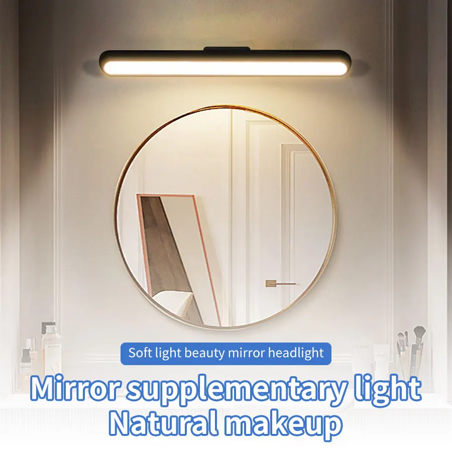 

Touch LED Fill Light Simple Mirror Lamp Tri-color Adjustable Infinitely Dimmable Magnetic Night Light for Bedroom Bathroom Desk