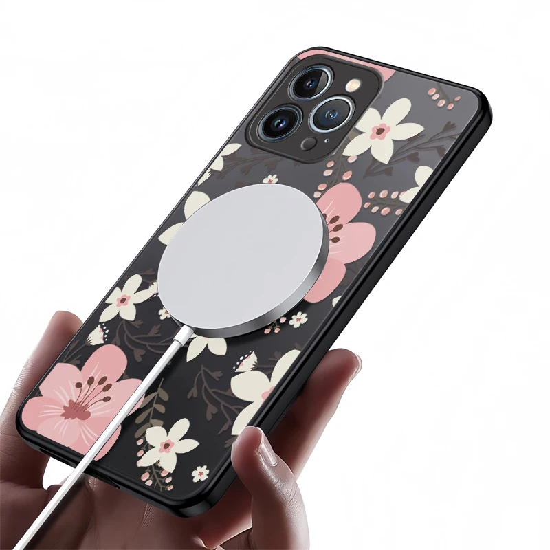 حافظة هاتف غير لامعة لهاتف سامسونج جالاكسي S25 S24 S23 S22 Ultra S23 FE Plus S20 زهرة لغطاء شحن لاسلكي مغناطيسي Magsafe