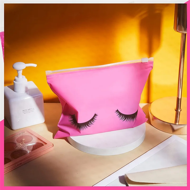 ABQR 50 قطعة من حقائب العناية اللاحقة بالرموش، حقائب مكياج بلاستيكية، حقيبة مكياج لأدوات الزينة، حقيبة مستحضرات التجميل للسفر مع سحاب S