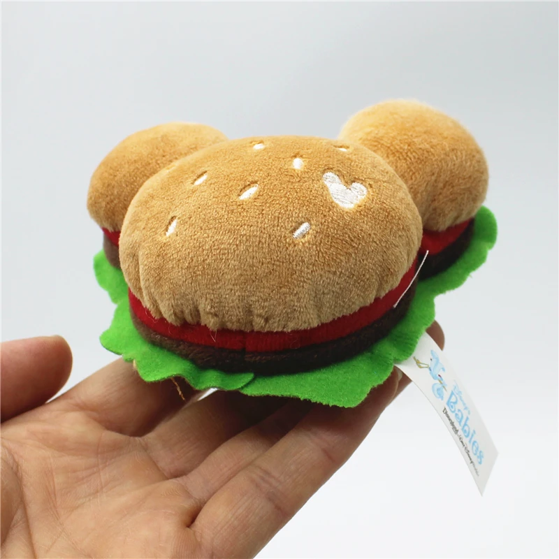 1piece Universal original Mickey mouse sandwiches Hamburg plush soft toys fridge magnet pendant toys