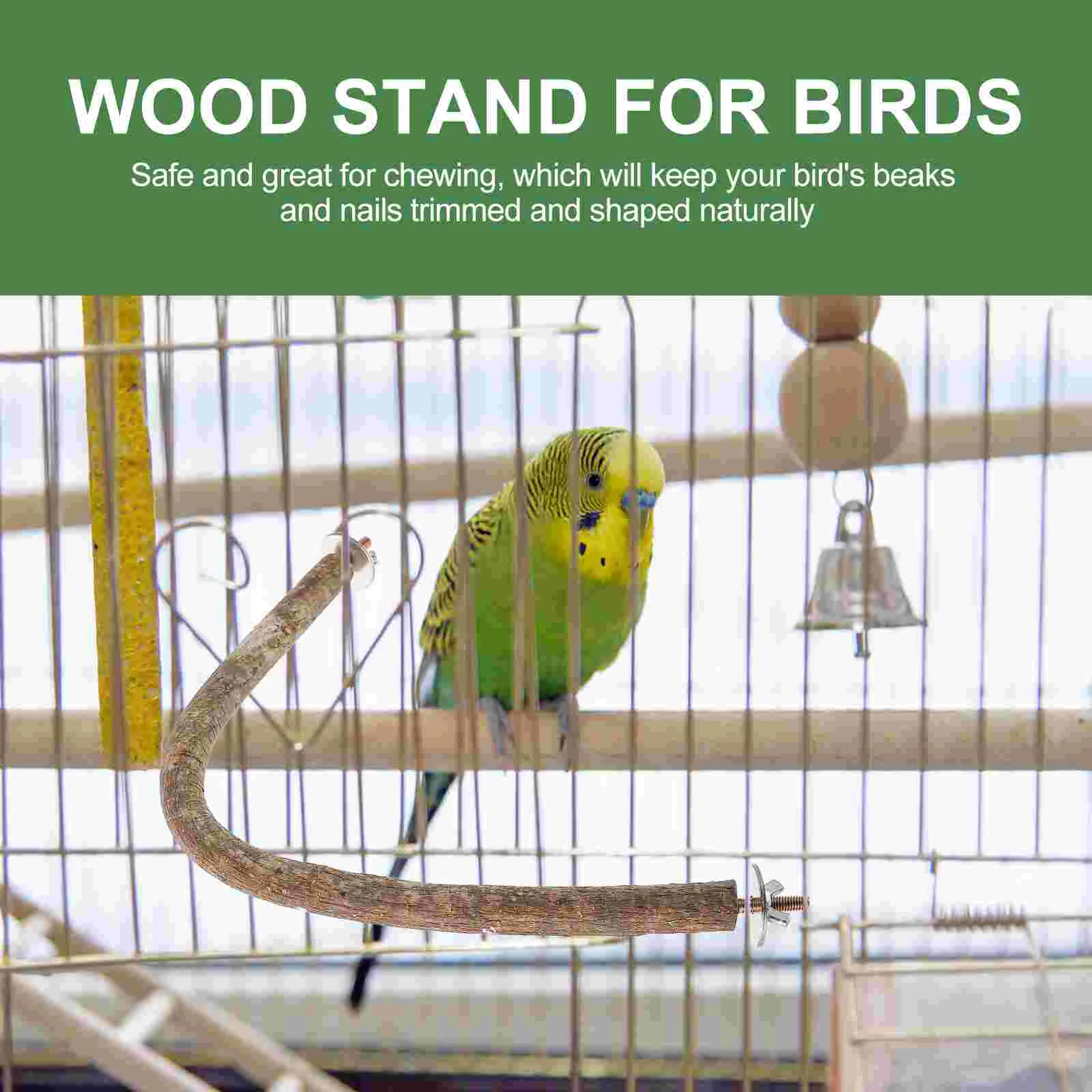 Stand up Gnawing Stick for Birds Wooden Frame Standing Rod Brown Parrot Rest Parrots Cage Accessories