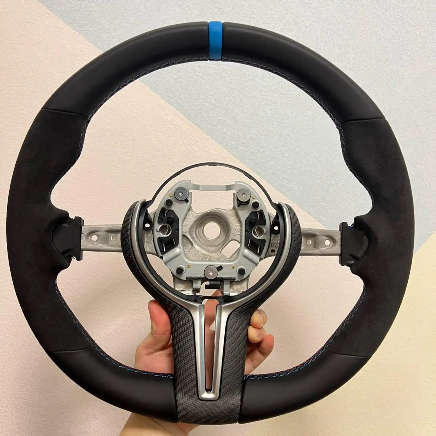 Leather Steering Wheel For BMW F30 F32 F10 F20 F07 F01 E46 E60 E90 M3 M5 LED M Performance Carbon Fiber Steering Wheel