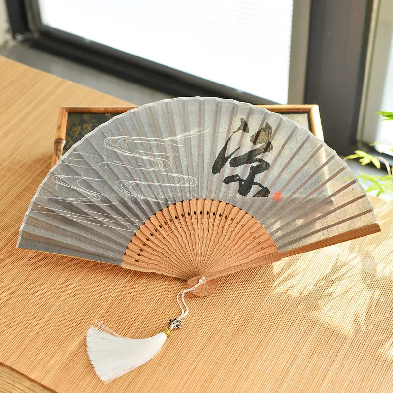 Folding Fan for Kids Men Women Hanfu Cheongsam Photography Prop Portable Summer Cooling Daily Fan Gift Home Office Lightweight