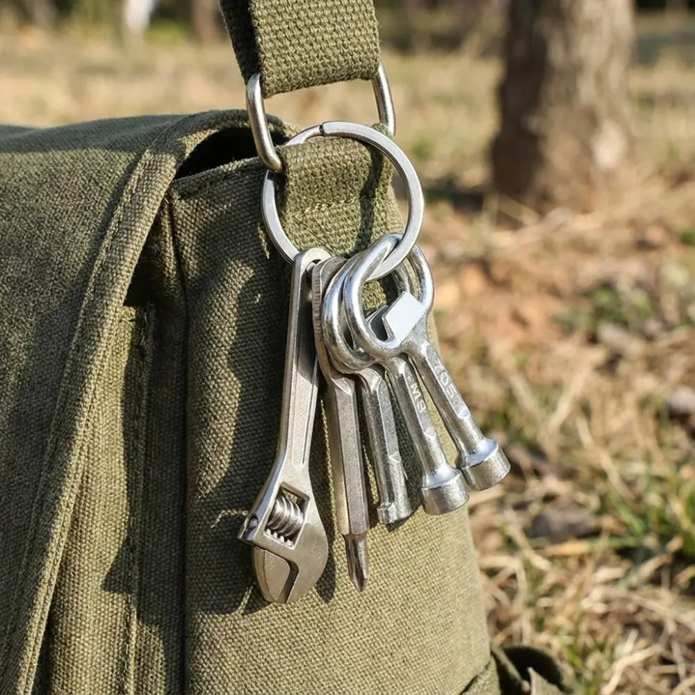 Trendy Portable Wrench Keychain Metal Miniature Wrench Pendant Keyring Multi-Function Screwdriver Set Keychain Gift Giving