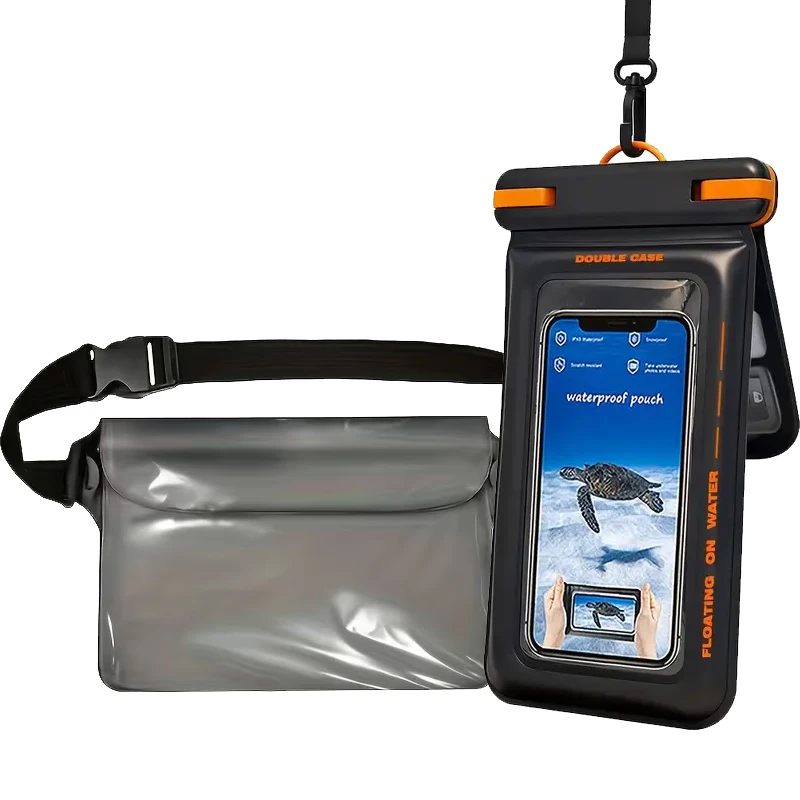 Floating Double Layer Waterproof Phone Clear Touch Screen Pouch For Snorkeling Beach Outdoor Water Sport Protective Storage Case