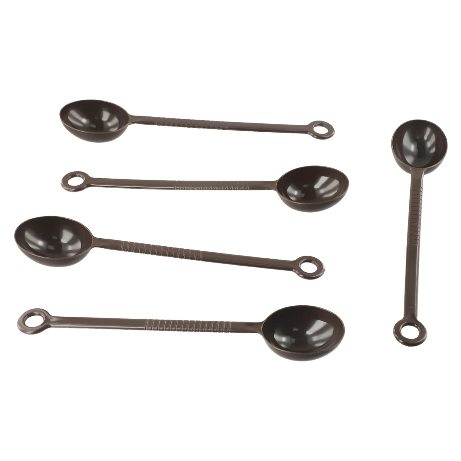 5 Piece Reusable Measuring Spoons for Coffee Espresso Fruit Powder with 200mm Long Handle Plastic Scoop Set for Kitchen Use