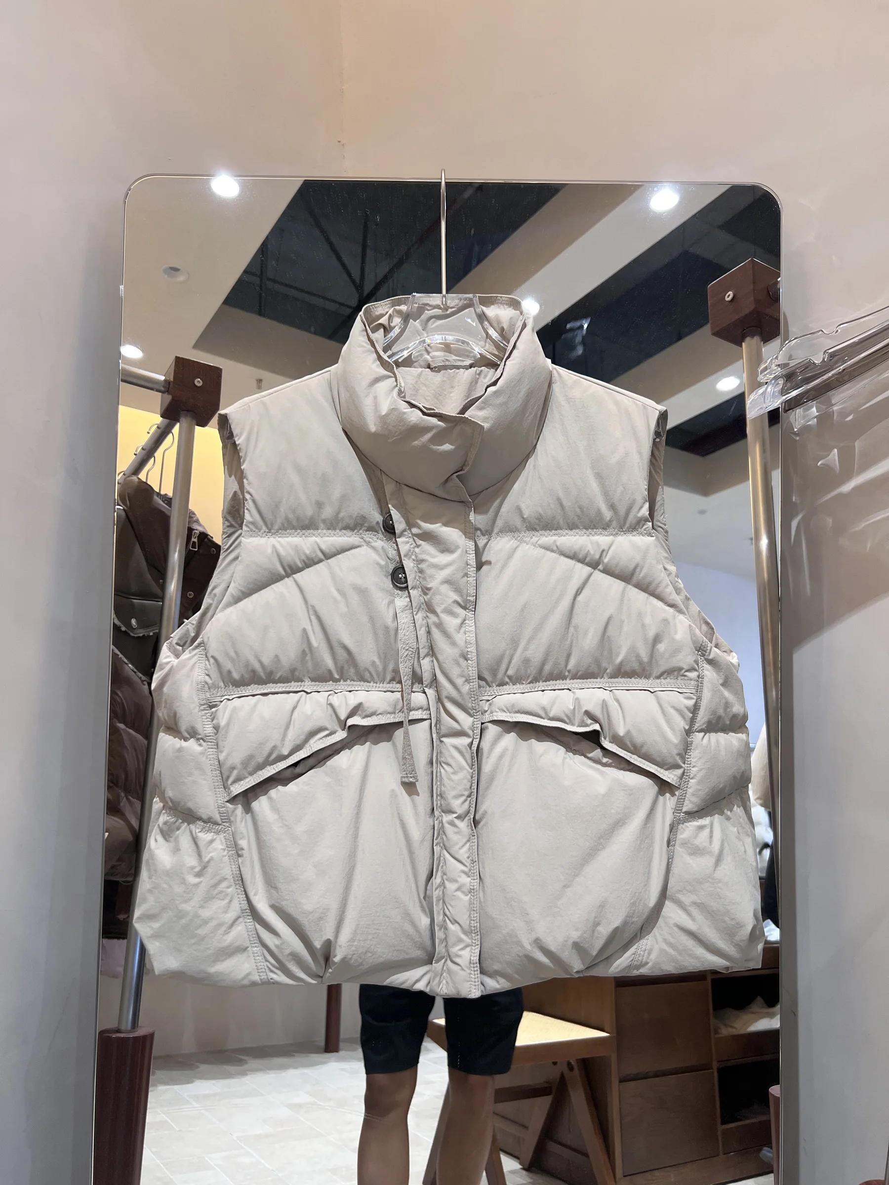 Colete feminino 2025 novo coreano sle gola ort leve casual branco du para baixo jaet oulder na moda