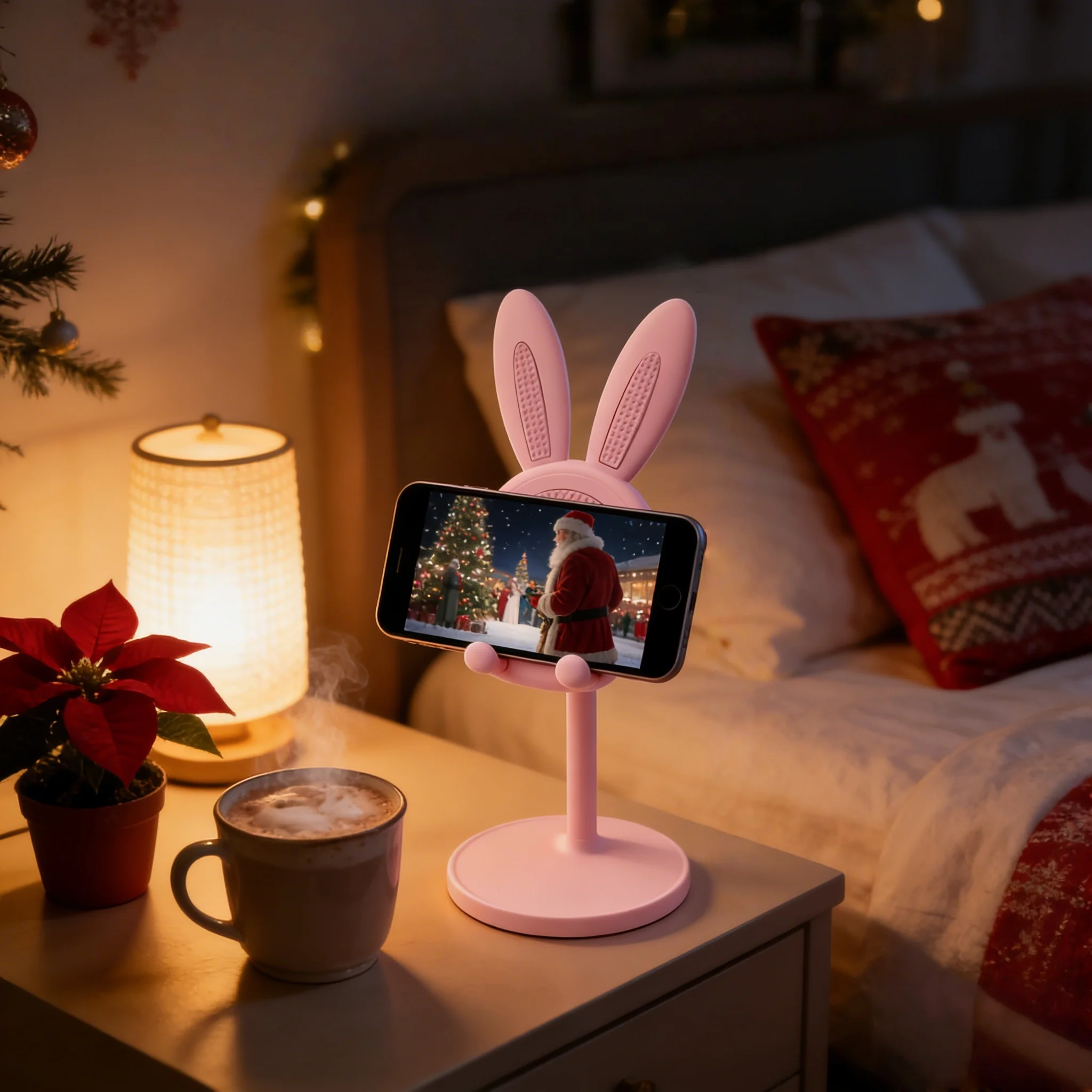 1-Pack Adorable Rabbit Phone Holder - Widely Compatible 4-12.9 Inch, Ideal for Desk, Bedside & Video Calls
