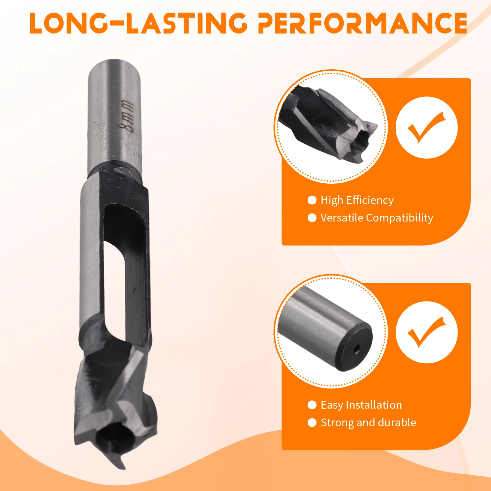 

High Quality-High Speed Steel Tenon Dowel Woodworking Drill Bit Tapered Snug Plug Cutter Hole Diameter 8Mm Corkscrew Drill,High