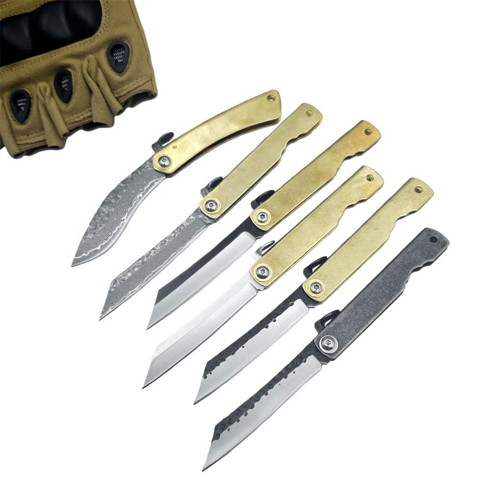 سكين جيب صغير قابل للطي، مقابض نحاسية بشفرة تانتو سكاكين فواكه للتخييم، أدوات البقاء على قيد الحياة، سكاكين الصيد، سكين حمل يومي #1