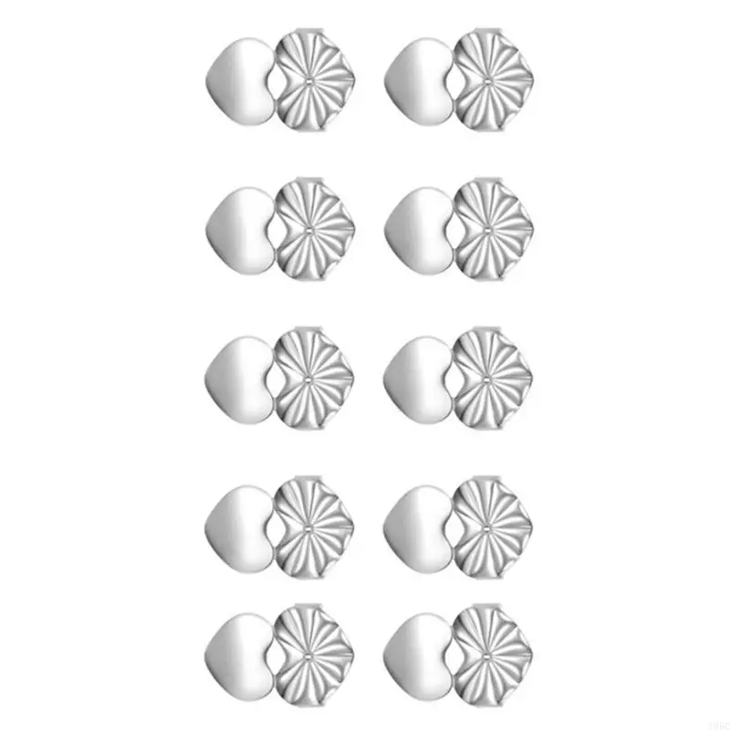 195C Pack of 10 Multipurpose Large Heart Earring Lifter Backs for Heavy Earrings Support Mixed Color Pierced Ear Stoppers