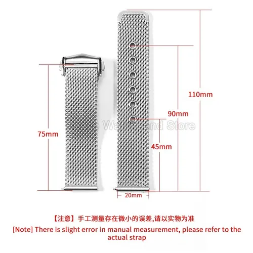 Imagen 2 del producto Para Omega Seamaster 20mm pulsera de malla negra plateada interfaz plana correa de reloj de acero inoxidable diseño ligero transpirable