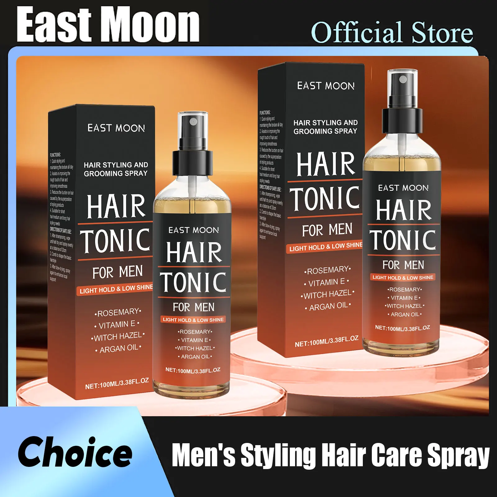 

Спрей для укладки волос East Moon Rosemary: сильная фиксация, мгновенное утолщение, без жирности, водостойкий, для мужчин, для придания объема и моделирования прически.