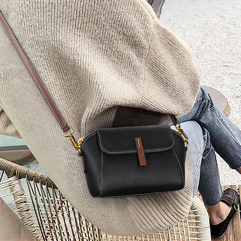 Tasche Schulter Umhängetasche Handtasche Damen Rindsleder y2k weiß echtes Leder Top Layer Kette hochwertige vielseitige Retro-Mode