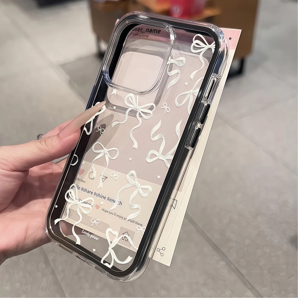 Handgezeichnete Schleifen-Handyhülle für iPhone 16 14 15 Plus 13 14 15 17 16 12 11 ProMax 16 15 14 Pro 17Air Transparente Weiche Hülle – Detail 3