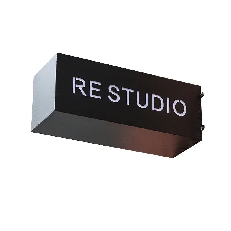 

Double-sided side-hanging metal hollow milk tea light box door head luminous sign wrought iron wall-mounted type