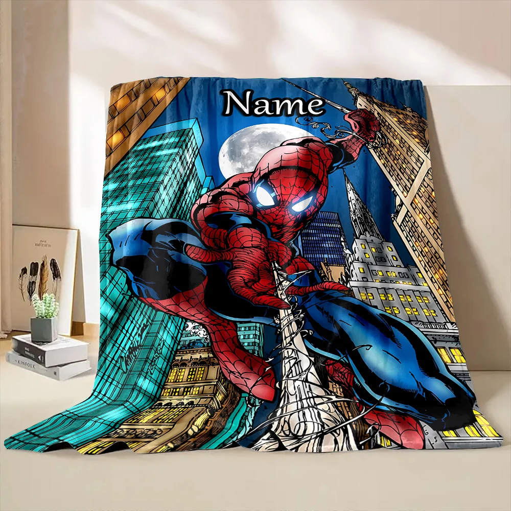 Avengers Spider-Man Printed Blanket Can Be Custom with Name, Soft and Warm, Suitable for Home, Office, Camping and Girls Gifts