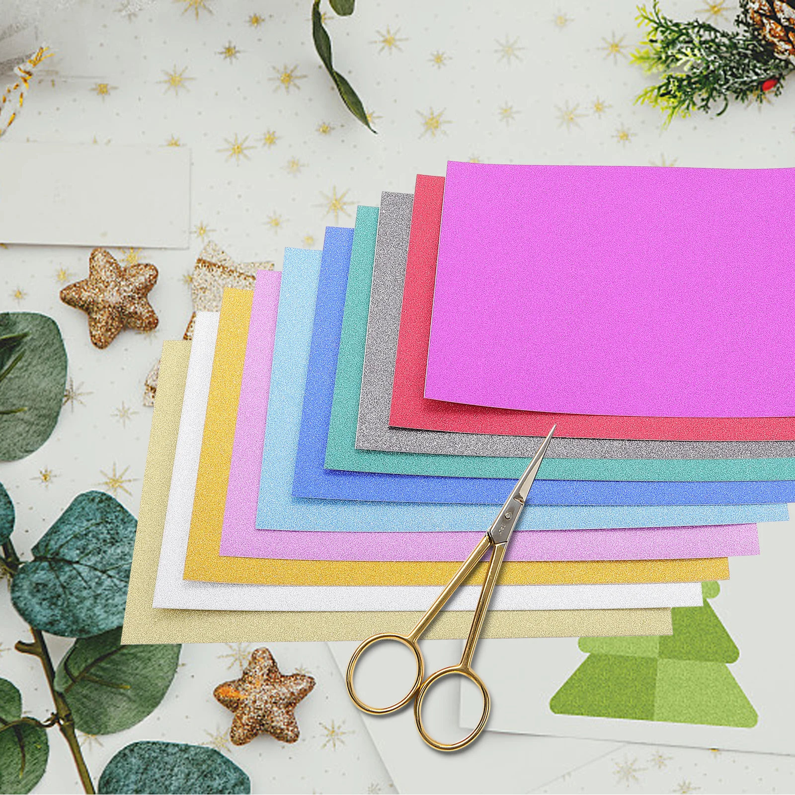 

40 Sheets Glitter Gold Cardstock Premium Colorful Paperboard DIY Crafting Papers for Hand Craft School Project Glitter