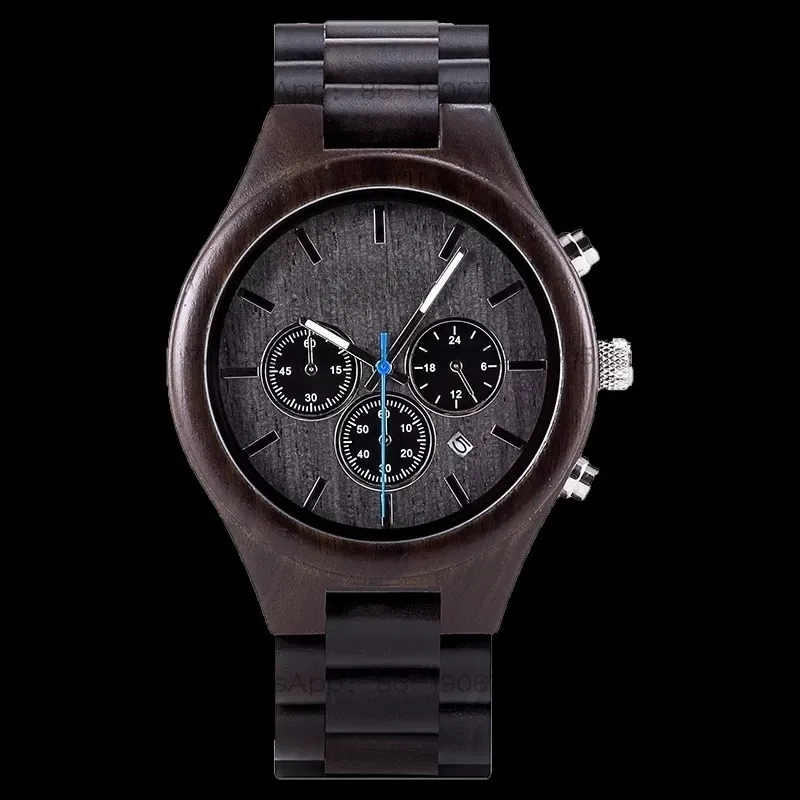Men's all-wooden literary multi-function watch Ebony men's watch