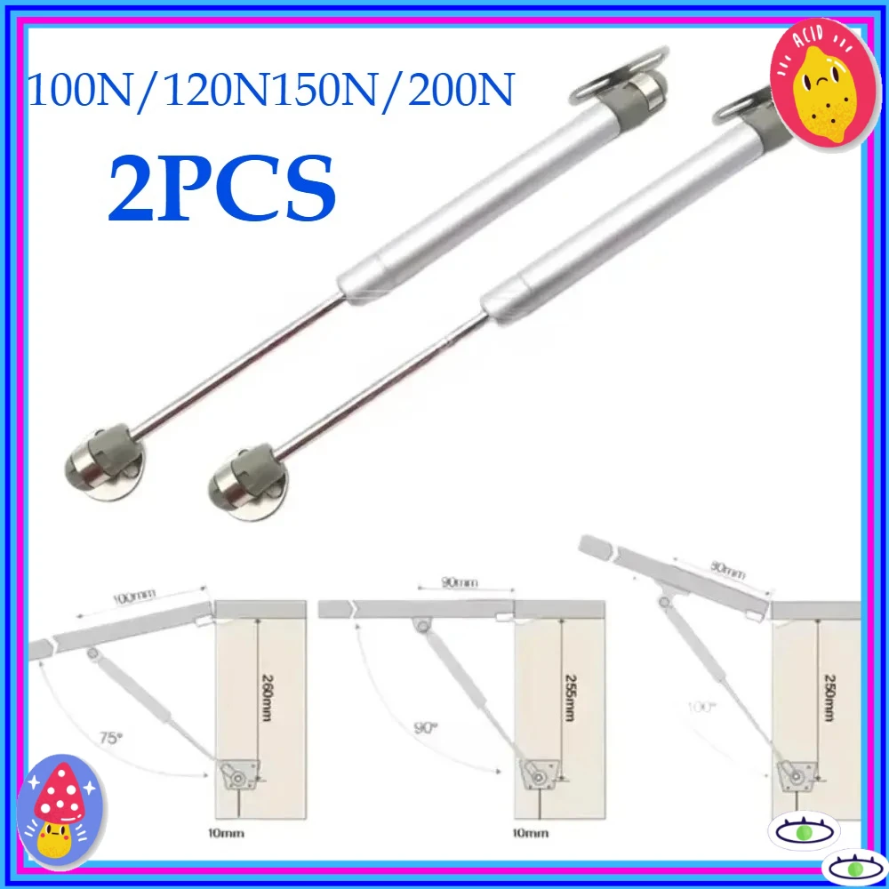 2PCS Gas Struts 100N-200N Gas Spring Cabinet Hinge,Copper Core Lift Support Kitchen Cupboard Door Hydraulic Support Bar Fittings
