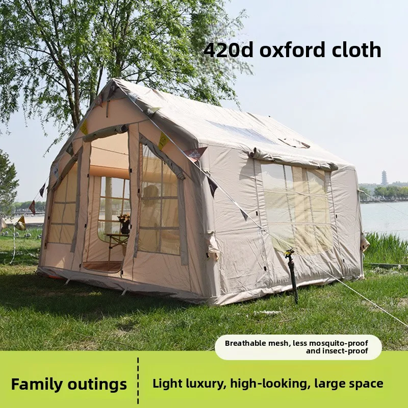 Outdoor Camping Inflatable Tent 3-4 Person Waterproof Oxford Fabric Thickened Rainproof Automatic Inflatable Tent
