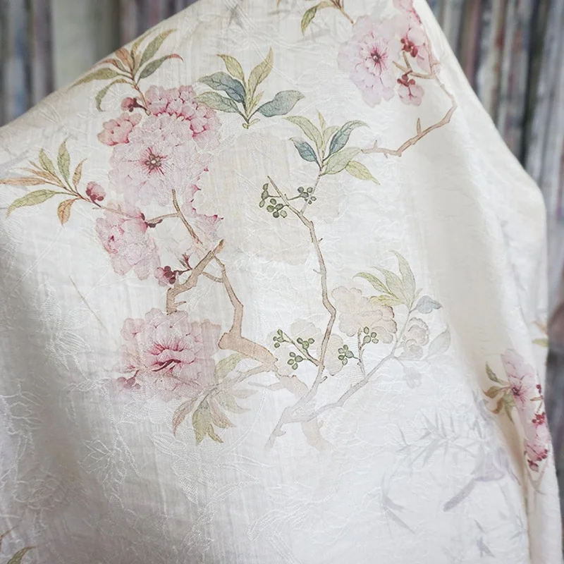 

eng Textiles Lyocell Embroidered Printed Fabric Summer New Chinese Sle Dr Clothing Material Procing