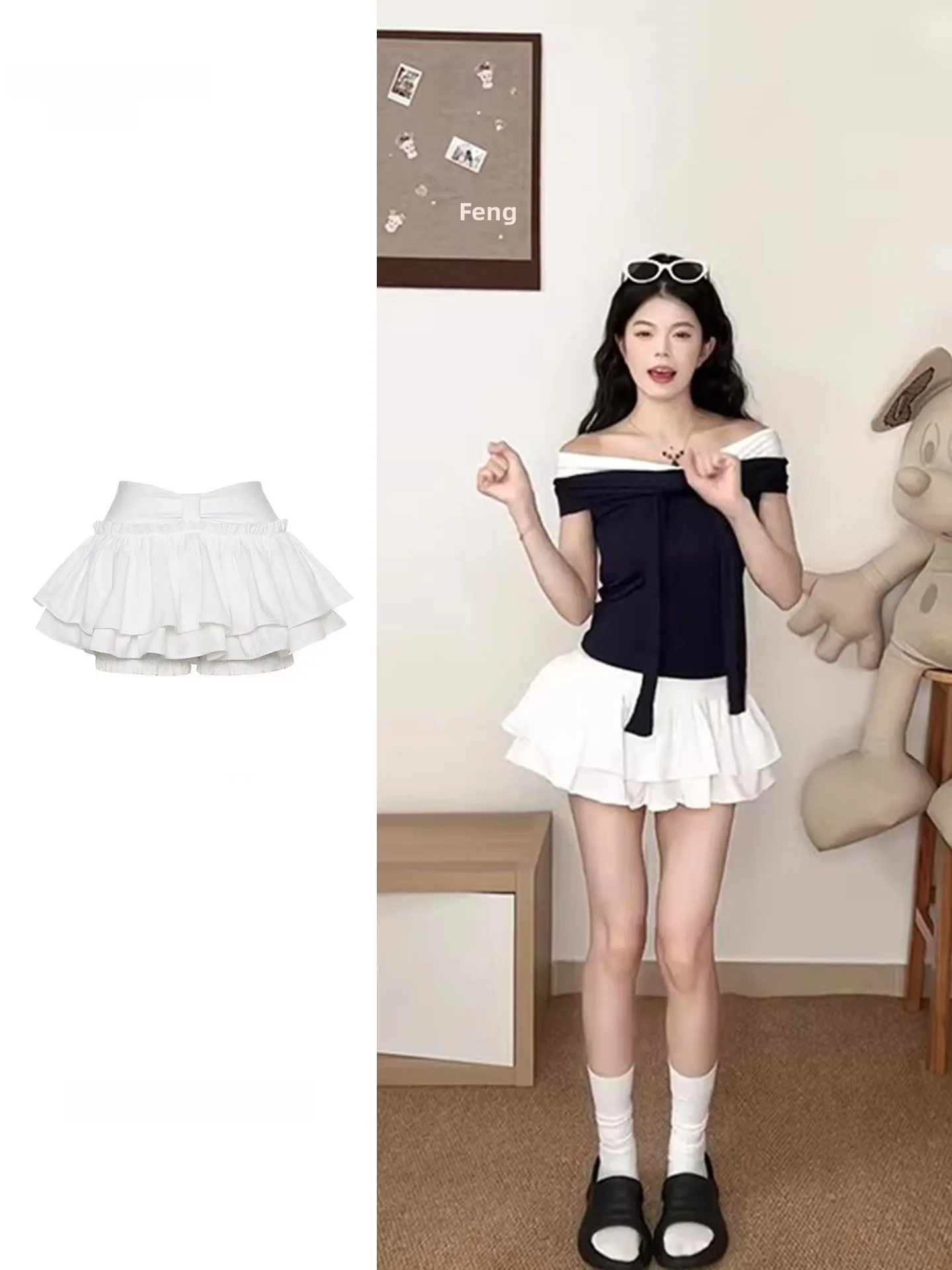 White A-Line  Skirt Women's Early Spring New Style Pure Desirable Fluffy Cake Skirt Super Short Skirts Ballet Style