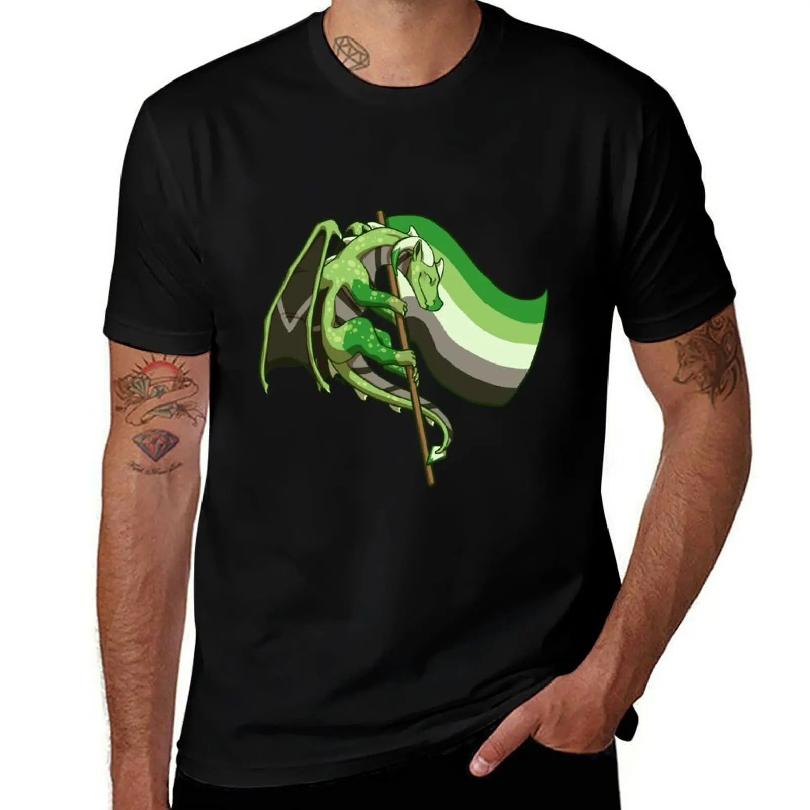 Футболка Aromantic Pride Flag Dragon (3-е издание, с белой полосой) Повседневная базовая футболка с короткими рукавами