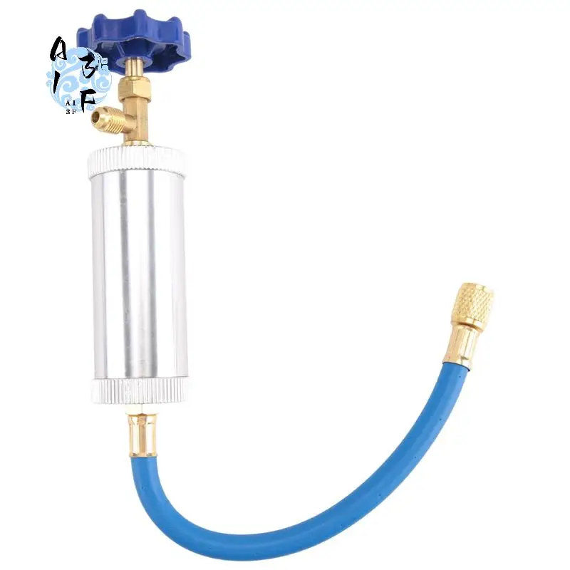 

A13F-Air Conditioner A/C Oil Injector Tool R134A Low Side Quick With Gauge Refrigerant Inflation Hose R12 R134A Adapter