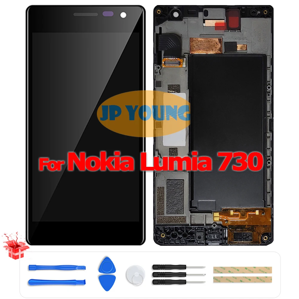 Tela LCD Touch de 4.7 polegadas com Digitalizador e Aro para Nokia Lumia 730 RM-1040 - Peça de Reposição